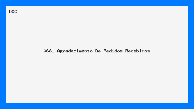 Modelo de Carta Agradecimento por Pedido Recebido