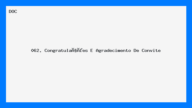 Modelo de Carta Agradecimento e Parabenização por Convite