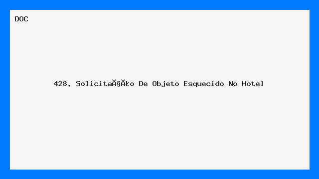 Modelo de Solicitação de Objeto Esquecido no Hotel