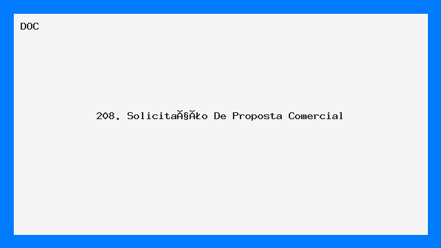 208. Solicitação De Proposta Comercial