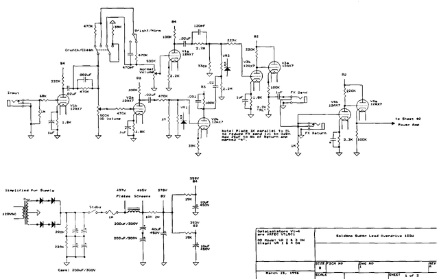 Manual técnico Soldano SLO-100 PDF - Esquema e montagem