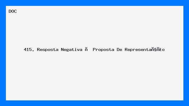 Carta de Recusa à Proposta de Representação Modelo Profissional