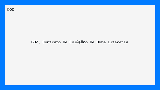 Contrato de Edição de Obra Literária Modelo DOC