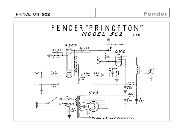 Manual Esquemático Fender Princeton 5C2 - PDF Completo