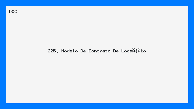 225. Modelo De Contrato De Locação