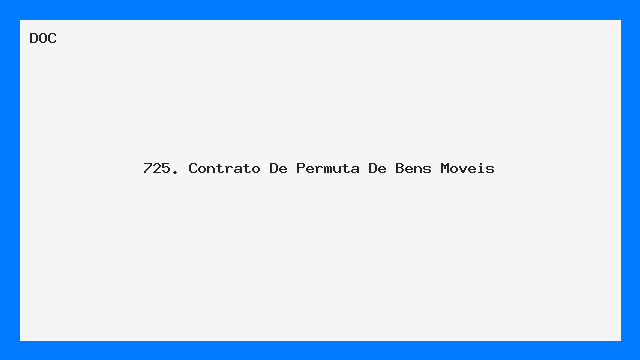 Contrato de Permuta de Bens Móveis Modelo Pronto