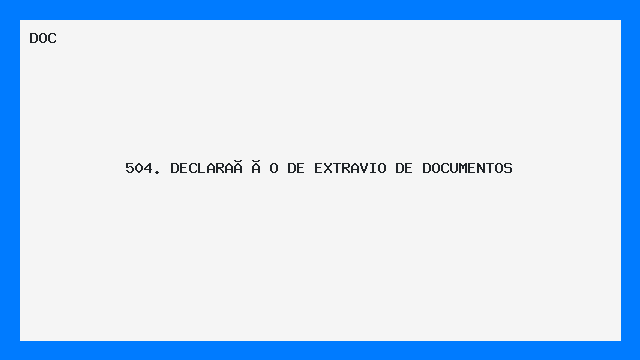 Declaração de Extravio de Documentos Modelo Pronto DOC