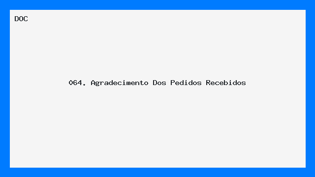 Agradecimento por Pedidos Recebidos Modelo Pronto DOC