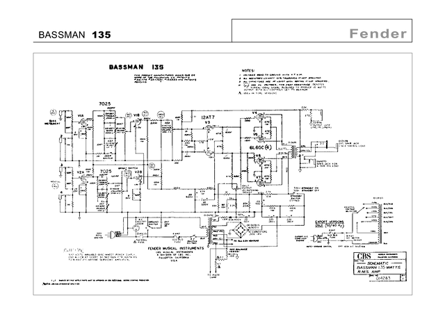 Esquema Fender BASSMAN 135 PDF — Manual e Diagrama