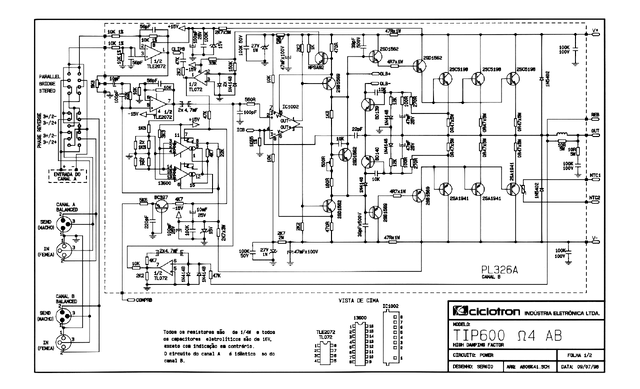 Esquema Completo: Amplificador TIP600 Ciclotron (PDF)