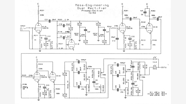 Seção Pré-amplificadora Mesa Boogie Dual Rectifier
