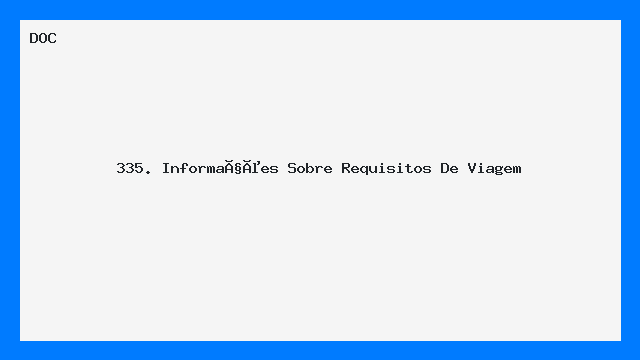 Guia Prático Requisitos de Viagem Documento 335