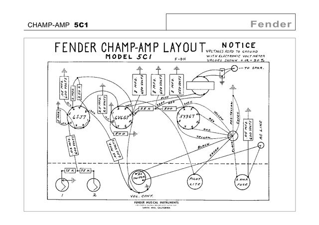 Esquema Fender Champ AMP 5C1 PDF - Manual Completo