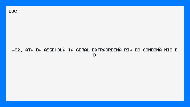 Ata da Assembleia Geral Extraordinária do Condomínio ED