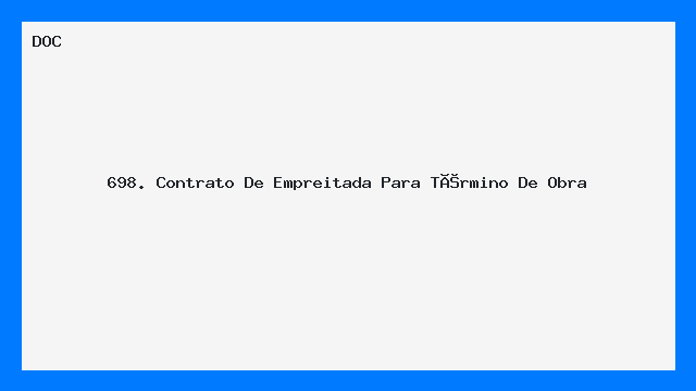Contrato de Empreitada para Término de Obra Modelo DOC