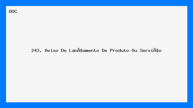 Aviso de Lançamento de Produto ou Serviço Modelo DOC