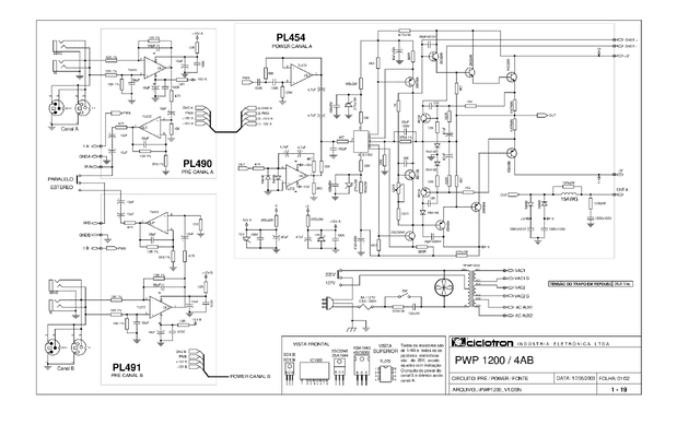 Ciclotron PWP1200 Amplificador — Esquema Completo PDF