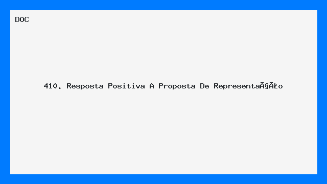 Resposta Positiva à Proposta de Representação Modelo DOC