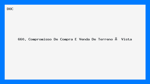 Compromisso de Compra e Venda de Terreno à Vista - Modelo DOC