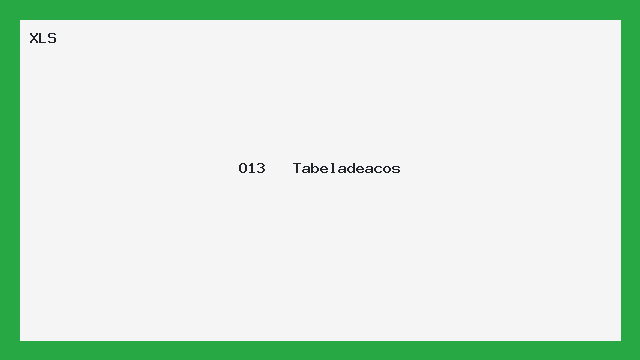 O13   Tabeladeacos