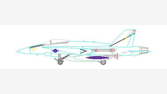 Desenho DWG F18 - Bloco Veículo Aéreo Pronto para CAD