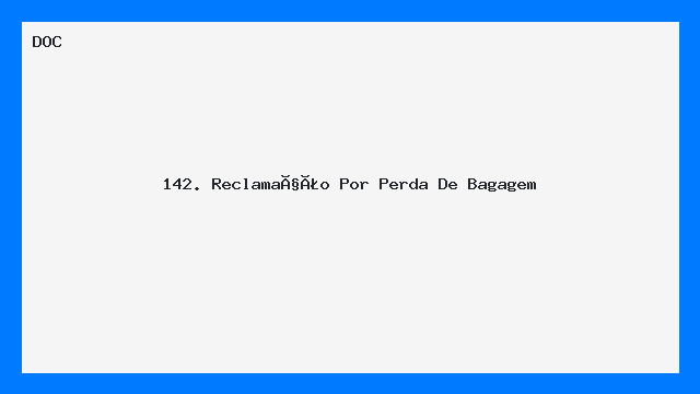 Reclamação por Perda de Bagagem Modelo Prático DOC