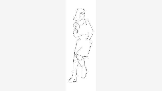 Desenho DWG Lady — Bloco CAD de Pessoa Feminina 34KB